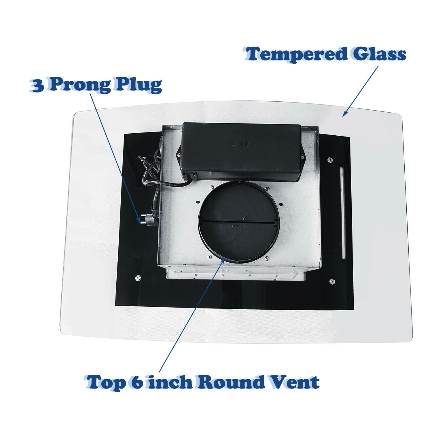 Tieasy 36 inch Island Mount Range Hood 900 CFM with Glass LCD Touch Control 4 LED Lamps