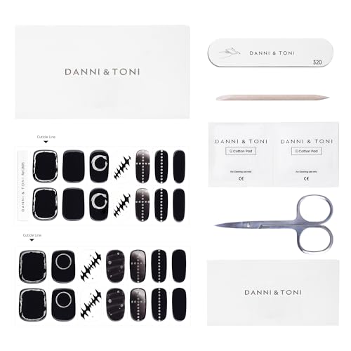 DANNI & TONI Semi Cured Gel Nail Strips Christmas Santa Claus Snowflakes Cat Eye Gel Nail Wraps 28 Stickers | Mistletoe Meow