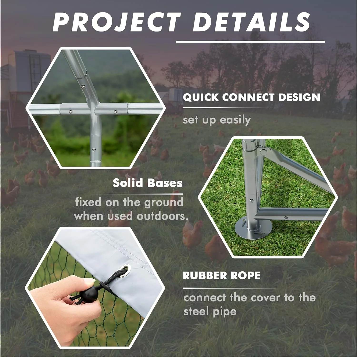 Vitesse Large Metal Chicken Coop, Walk in Wire Chicken coops Runs