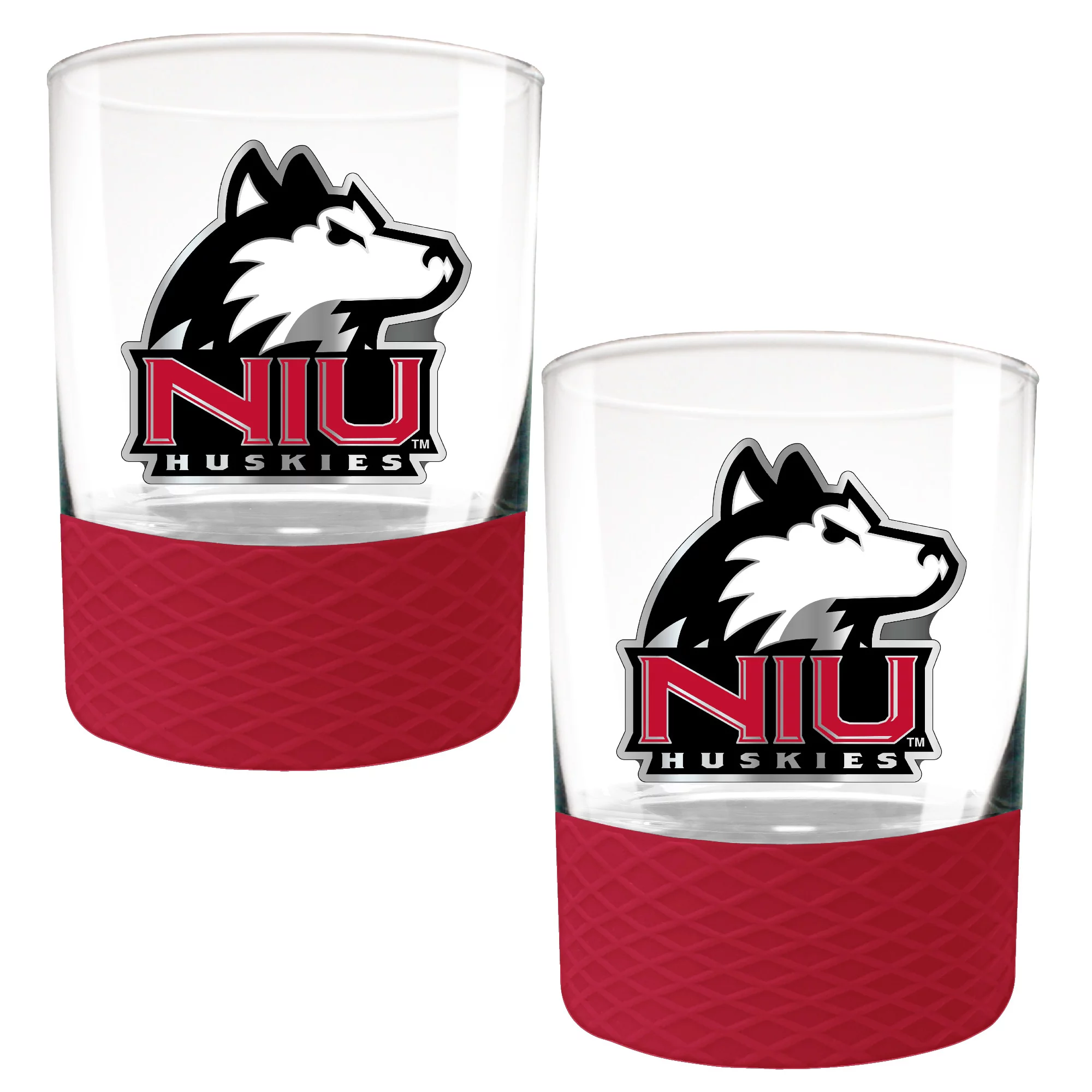 Northern Illinois Huskies 2-Pack 14oz. Rocks Glass Set with Silcone Grip