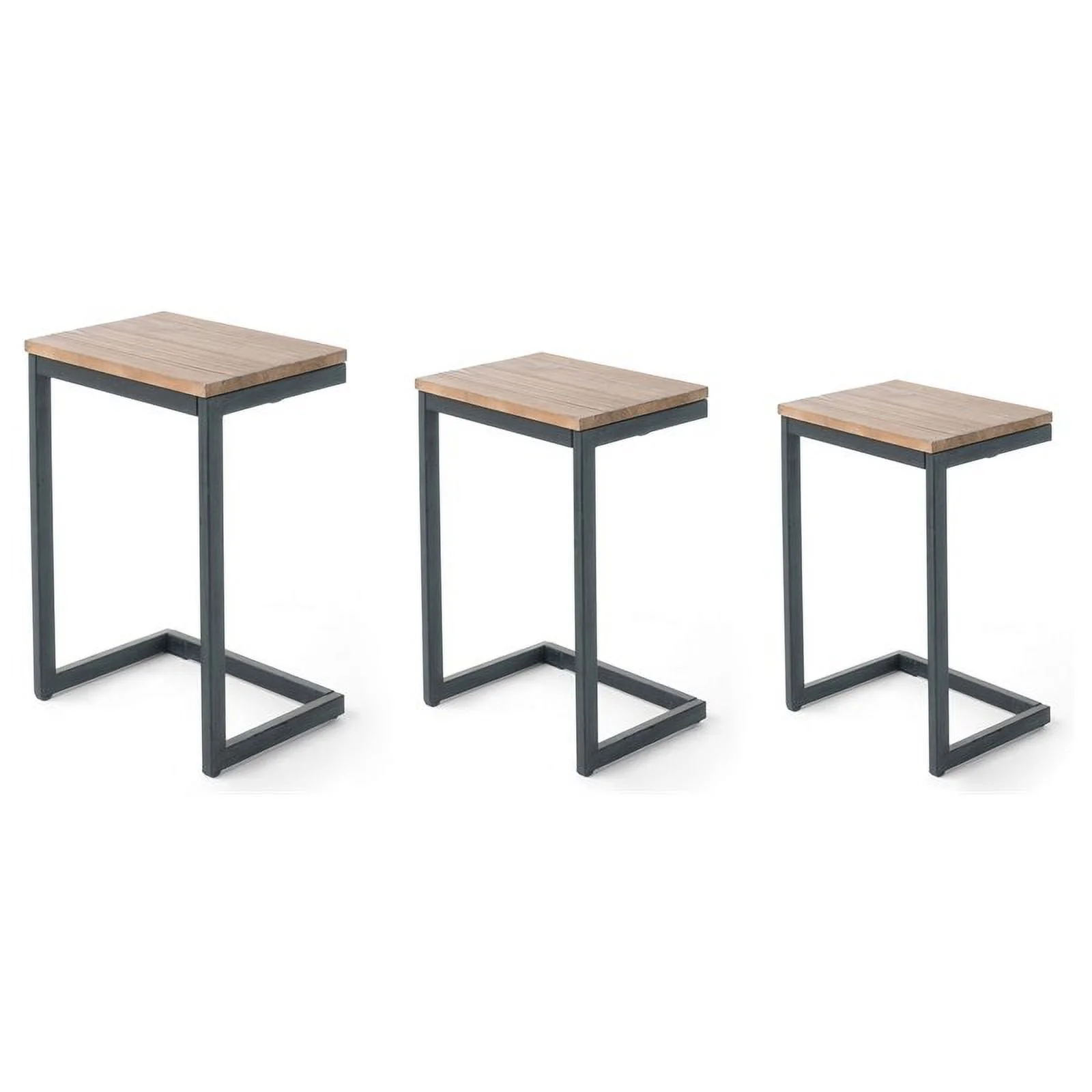 Bowery Hill Modern Firwood C-Shaped Accent Table in Brown and Black