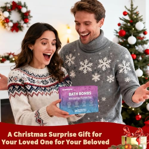 Bath Bombs 24-Pack Christmas Stocking Stuffers for Teen Girls for Women Mom Her Set, Aromatherapy Bubble Bath, Handmade Natural & Organic, Spa Relaxing Birthday Gifts for Men, White Elephant Gifts