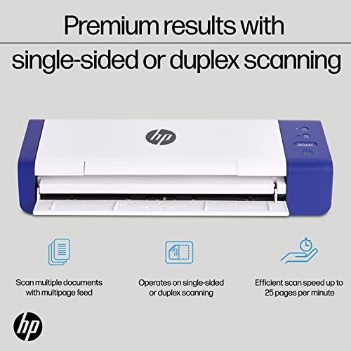 HP Compact Desktop Duplex USB Mobile Document & Photo Scanner with Auto-Feed Tray for Portable 2-Sided Digital Scanning, Model HPPS200, for Home & Office, PC and MAC, HP WorkScan Software Included