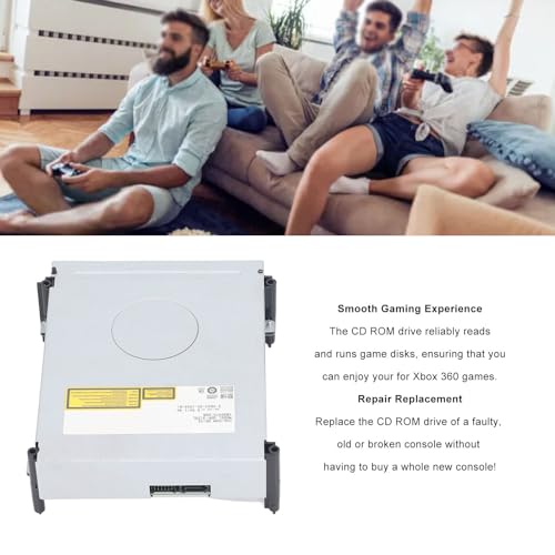 GOWENIC External Metal Optical Disc Drive for 360 Game Console, Replacement CD DVD ROM Drive for 360 Gaming Metal Optical Disc Drive, Easy Installation