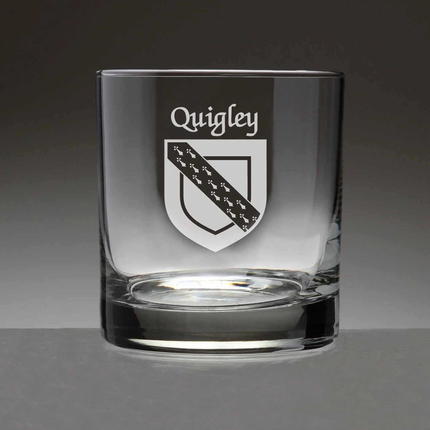 Quigley Irish Coat of Arms Tumbler Glasses - Set of 4 (Sand Etched)