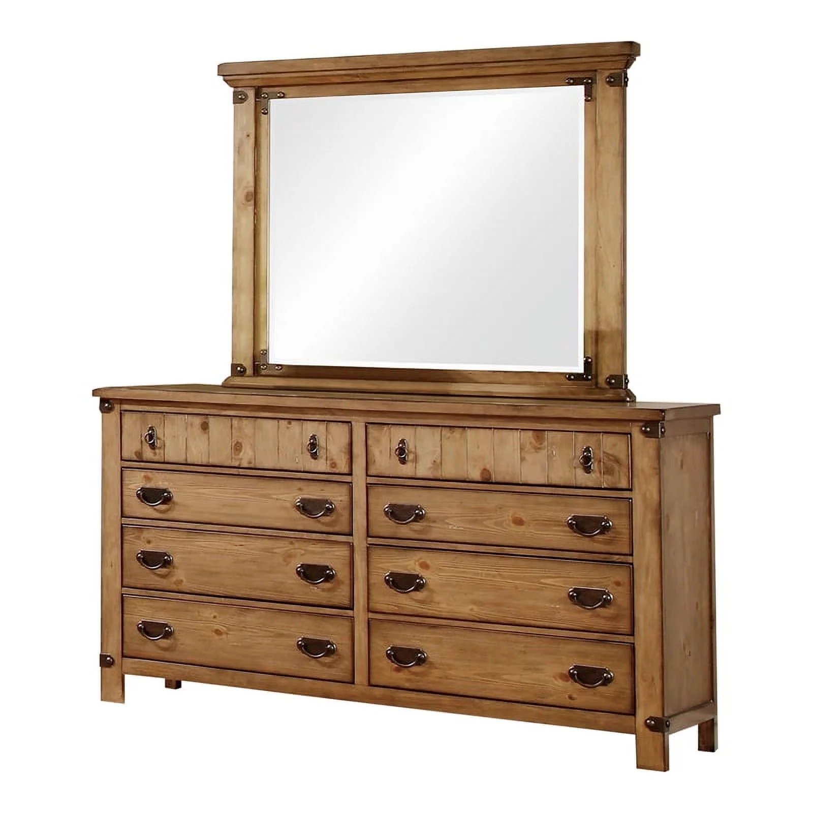 Bowery Hill 2-Piece Wood Dresser with Mirror in Mahogany Finish