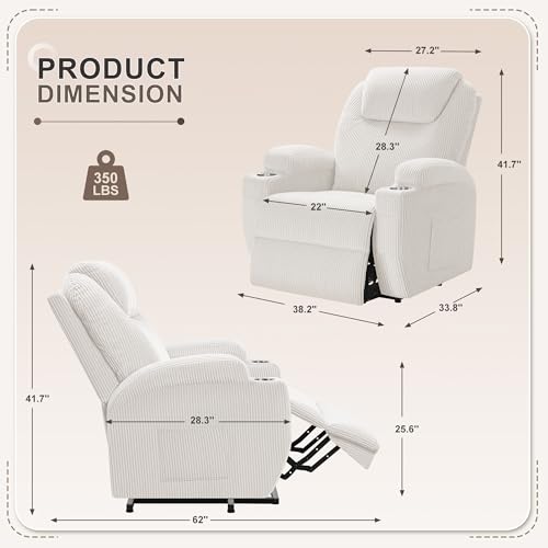 Flamaker Power Lift Recliner Chair PU Leather with Massage for Elderly Ergonomic Lounge Chair Classic Single Sofa with 2 Cup Holders Side Pockets Home Theater Seat (Leather, Light Black)