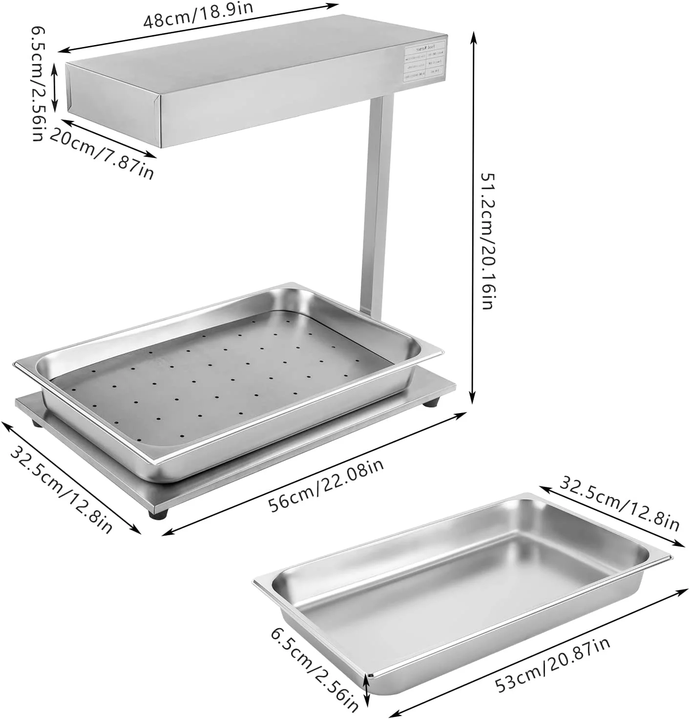 Miumaeov Commercial French Fry Warmer Food Fries Warming Station Tabletop,Fry Heat Lamp with Detachable Drip Pan,Stainless Steel FreeStanding Fried Chicken Warmer with Light 110V 500W (Silver)