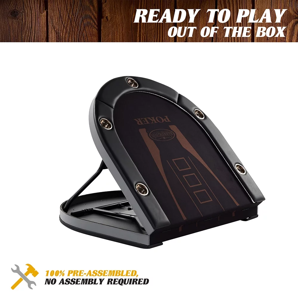 Barrington 10-Player Poker Table with In-laid LED Lights, Brown and Black