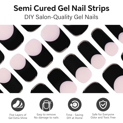 Semi Cured Gel Nail Strips-Easy Apply Christmas Gel Nail Stickers Holiday Semi Cured Manicure Strips with Sparkling Xmas Designs (Classic Yule)