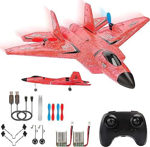 RC Plane, F22 RC Airplane Fighter Ready to Fly, 2.4Ghz 2 Channel Remote Control Plane, RC Airplanes Toy for Boys Girls Kids Beginners