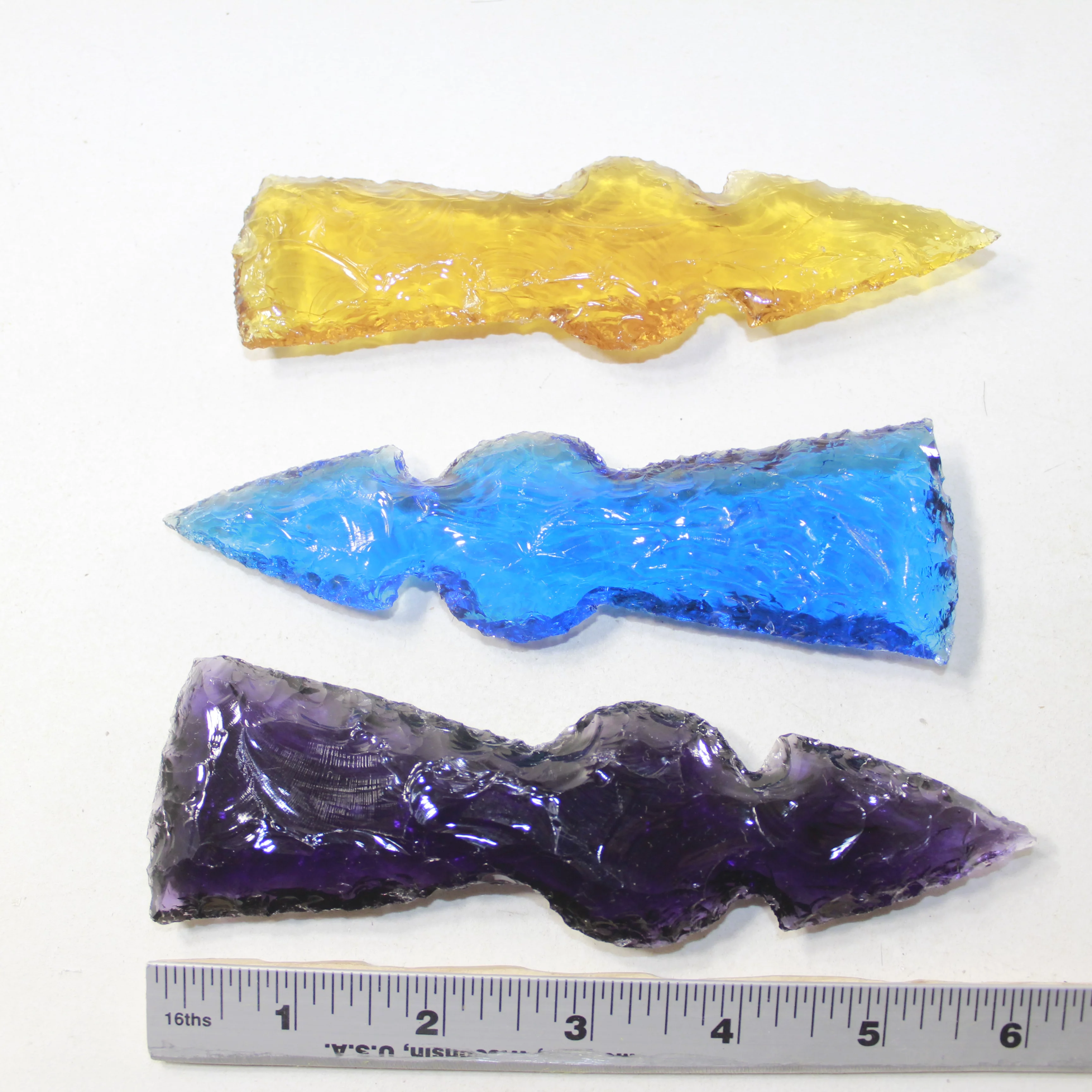 3 Glass Ornamental Tomahawk Heads #1425  Ax Axe Hatchet