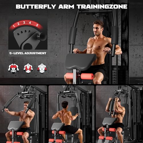 Home Gym, Multifunctional H11 Home Gym Equipment, Workout Station with 150LBS Weight Stack, Exercise Equipment with Pulley System for Full Body Training