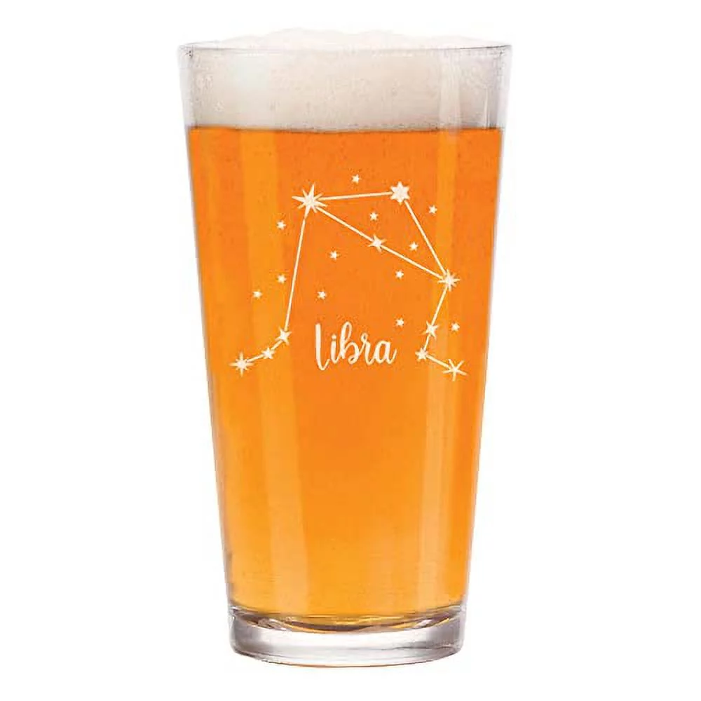 16 oz Beer Pint Glass Star Zodiac Horoscope Constellation (Libra)
