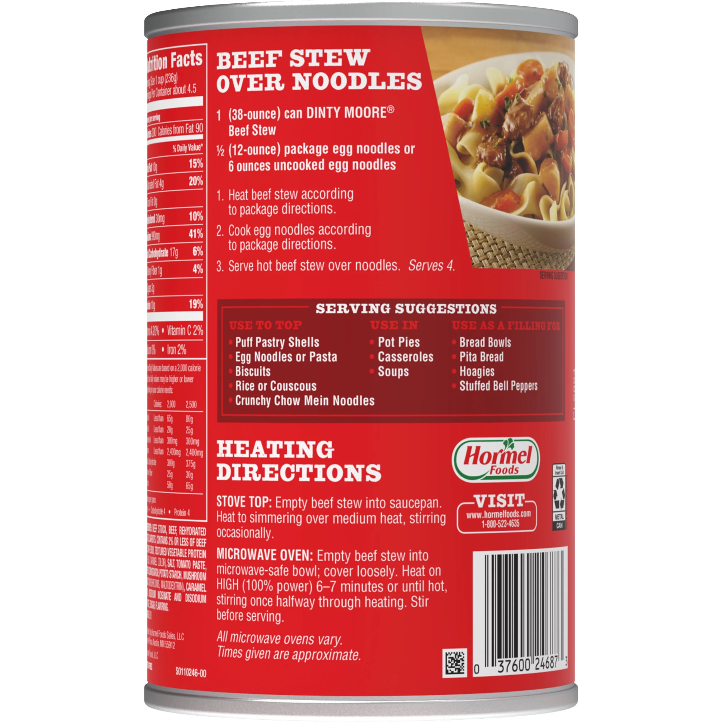 (6 pack) DINTY MOORE Beef Stew, Shelf-Stable, Steel Can 38 oz