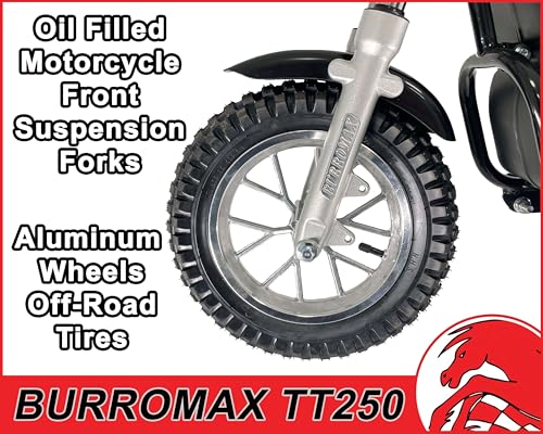 Burromax TT250 Electric Dirt Bike for Kids, 250w 24v 7ah, 2 Speeds, 14 Mph, Up to 150lb Rider, Off-Road Electric Mini Bike