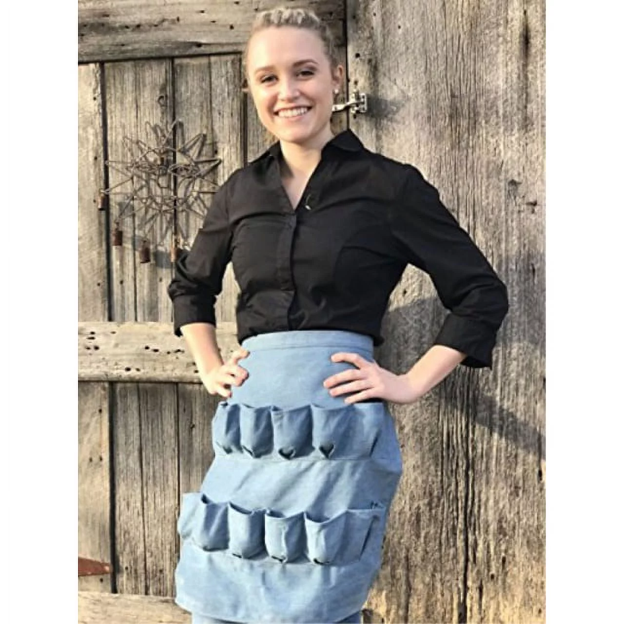 Backyard Barnyard Egg Gathering Apron 12 Pockets Soft Durable Denim Fabric for Collecting Chicken and Quail Eggs