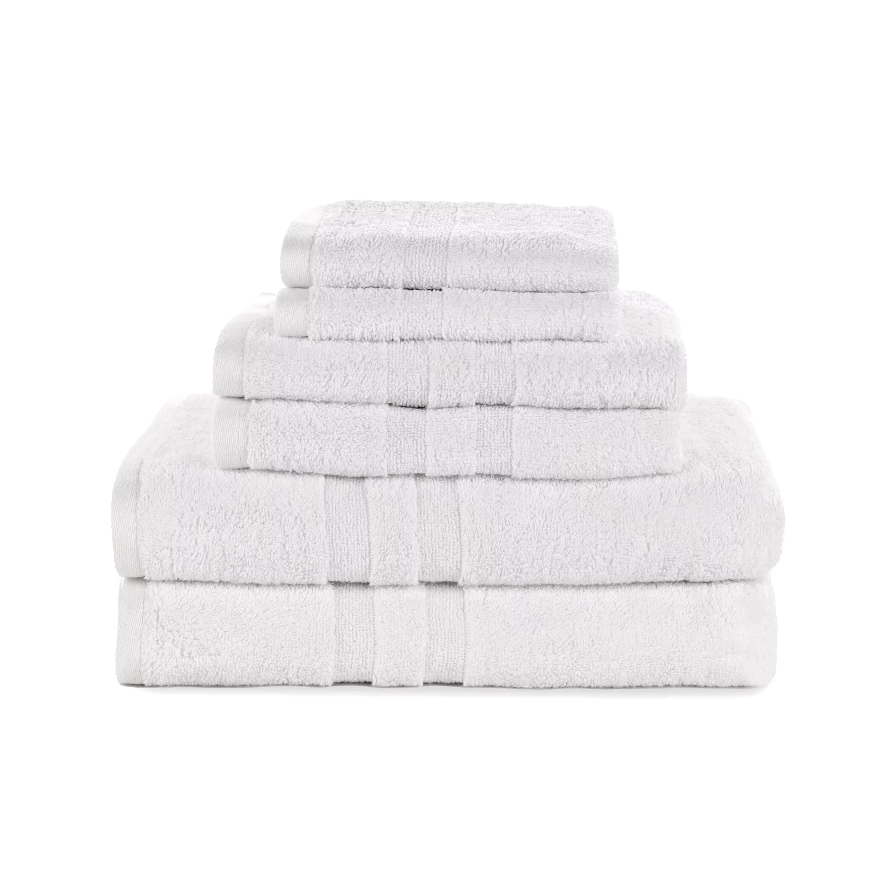 Martex 6-piece Luxury Towel Set, 2 Bath Towels 2 Hand Towels 2 Washcloths - 600 Gsm 100% Ring Spun Cotton Highly Absorbent Soft Towels For Bathroom - Ideal For Everyday Use, Hotel & Spa - (White)