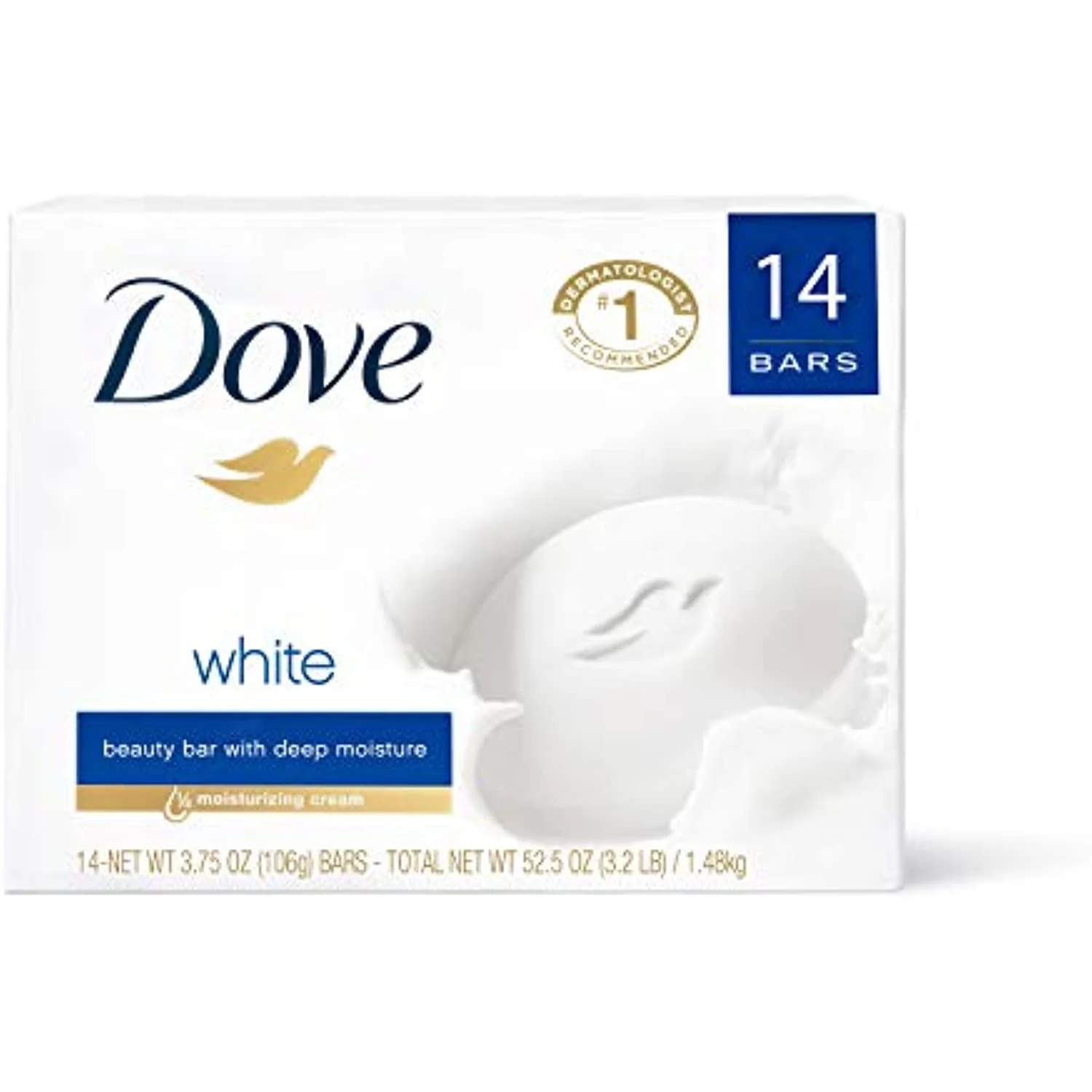 Dove Beauty Bar Gentle Cleanser For Softer And Smoother Skin With 1/4 Moisturizing Cream White More Moisturizing Than Bar Soap, 3.75 Oz, 14 Bars