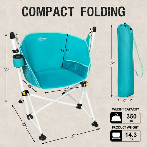 PORTAL Hammock Camping Chair, Portable Outdoor Swinging Chairs, Rocking Chair for Adults with Adjustable Back and Height for Lawn, Backyard, Patio, Supports 400 lbs, Breathable Mesh High Back, Blue