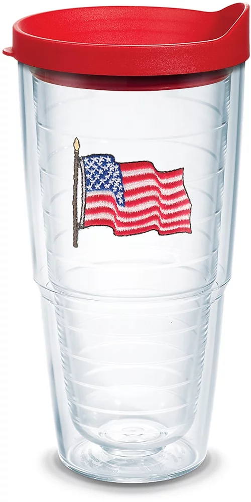 Tervis American Flag Made in USA Double Walled  Insulated Tumbler Travel Cup Keeps Drinks Cold & Hot, 24oz, Lidded