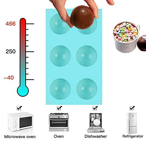 Hot Chocolate Bomb Mold 2.5 Inch Large Silicone Cocoa Bomb Molds - 3 Pack with Brush and Spatula