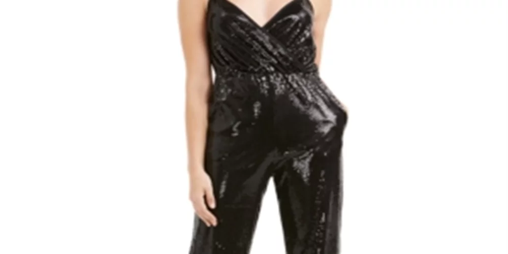 Q & A Women's Sequin Jumpsuit Black Size Medium