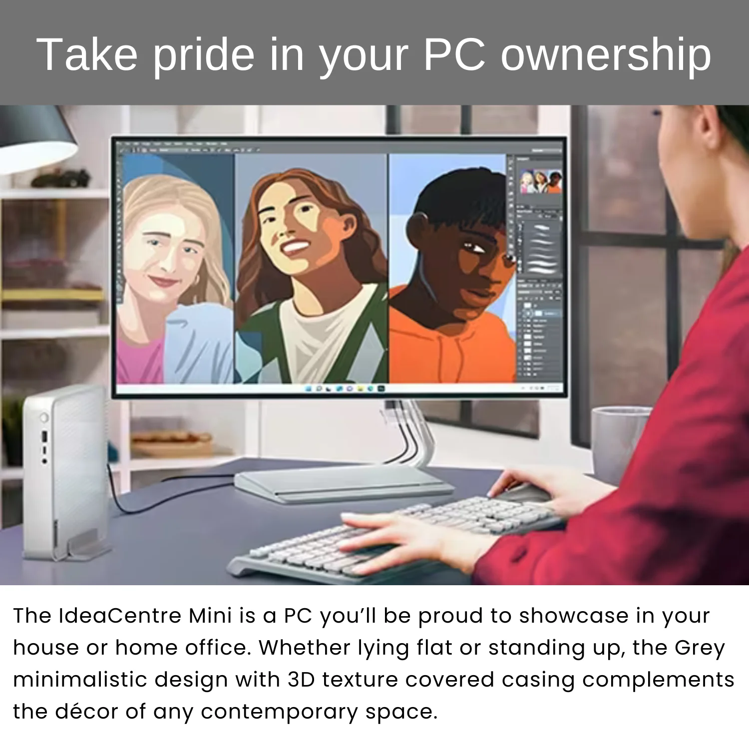 Lenovo IdeaCentre Newest Mini Desktop, 13th Gen Intel i5-13500H, 12GB RAM, 512GB PCIe M.2 SSD, RJ-45, HDMI, Wi-Fi 6, Bluetooth, Windows 11 Home, Grey