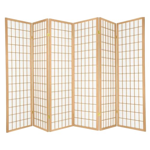 Legacy Decor 3 Panels Room Divider - Portable & Foldable Freestanding Room Privacy Screen - 6ft Tall Shoji Style Dressing Screen - Temporary Wall Partition for Home, Office & Studio - Natural