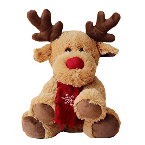 Toyvian Reindeer Stuffed Animal: 11.4 Inch Soft Christmas Elk Stuffed Plush Toy - Cashmere & PP Cotton Material - Cute Rudolph Reindeer Deer Doll for Christmas Home Decor (Sitting Position)