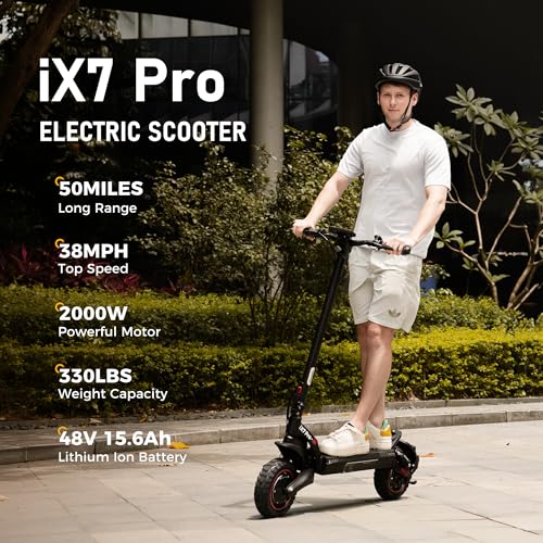 iScooter Electric Scooter, 40/43/50 Miles Long Range & 28/38 MPH Top Speed E Scooter, 10/11/12