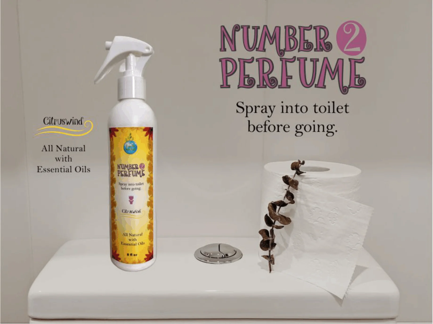 Number 2 Perfume Toilet Spray 8 oz Citrus Wind Scent by EarthSential