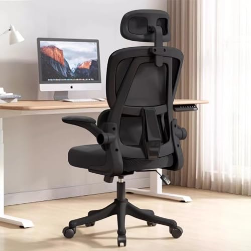 Ergonomic Office Chair Computer Desk Chairs with Flip-up Armrests and Lumbar Support, High Back Mesh Gaming Chairs Rolling Work Swivel Task Chairs