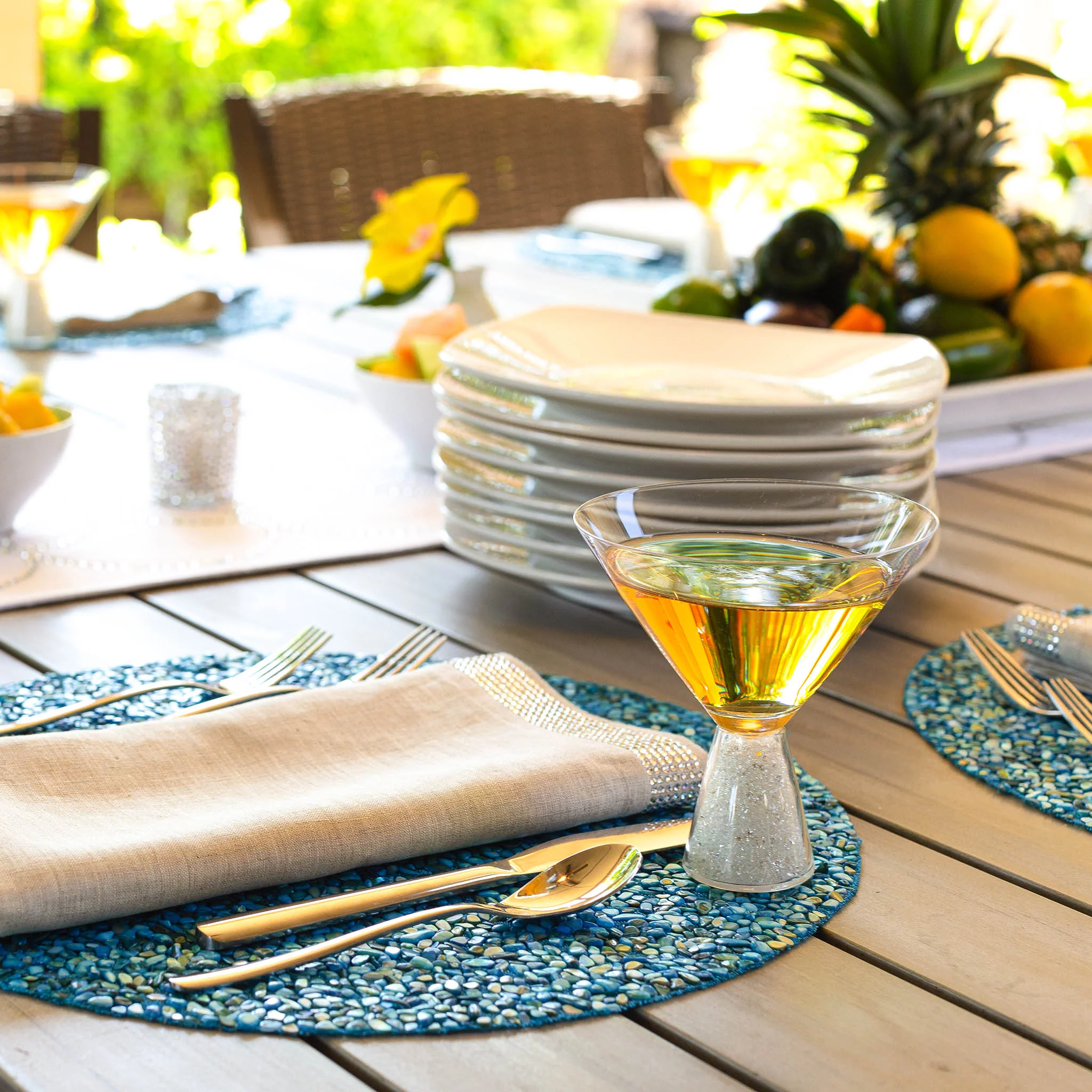 Sparkles Home Rhinestone Stemless Crystal-Filled Martini Glass - Set of 6