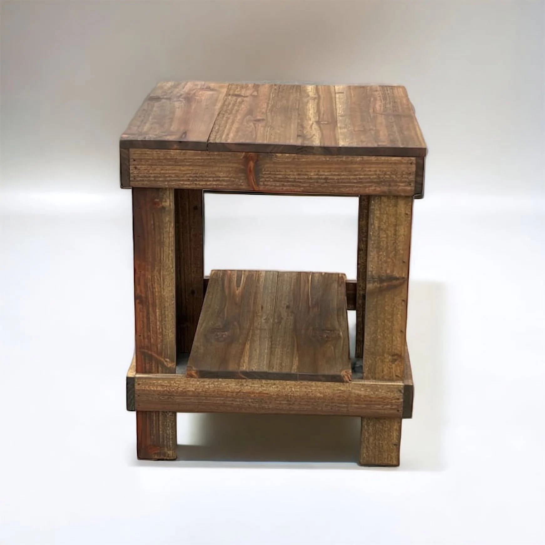 Woven Paths Rustic Solid Wood Living Room End Table, Natural