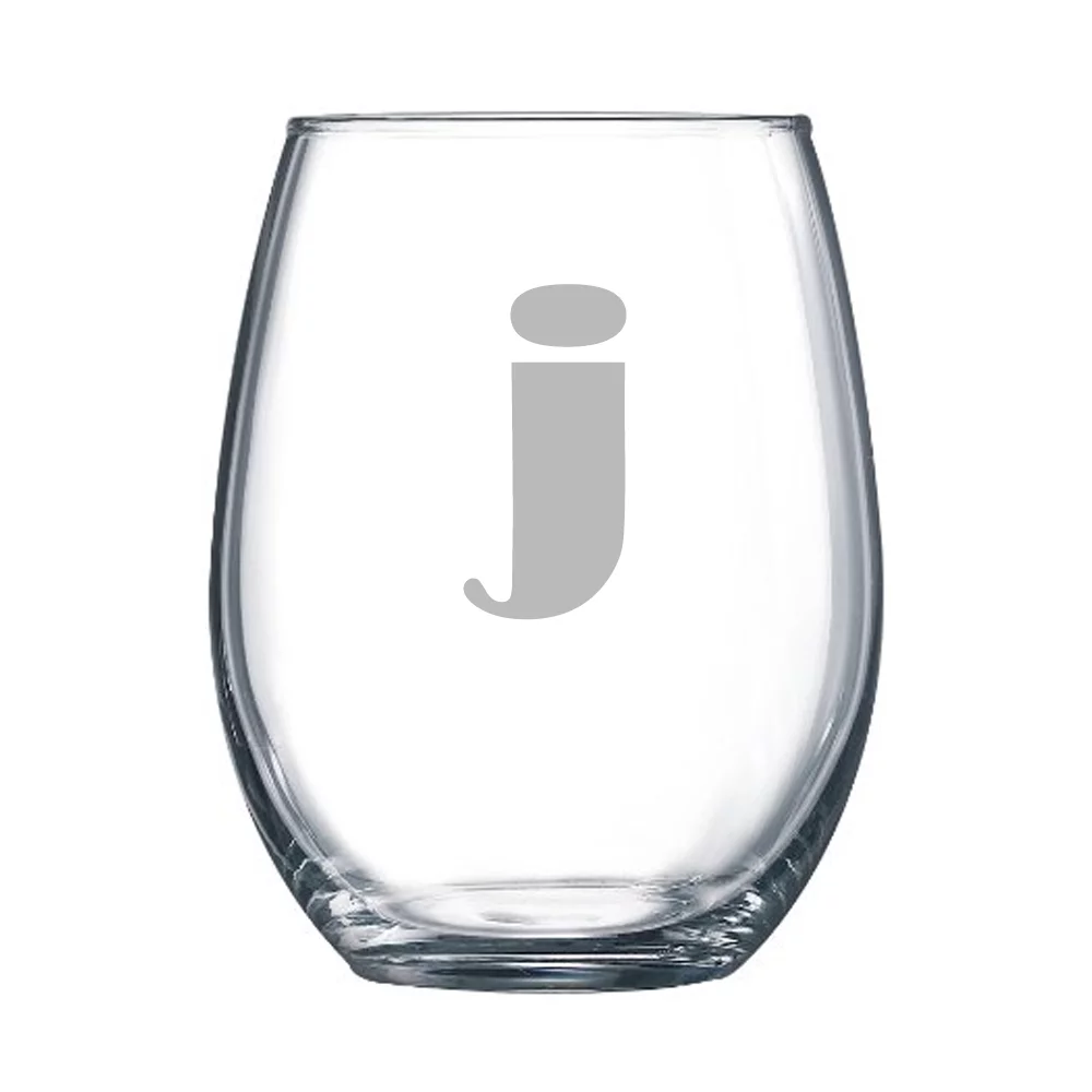 4-pc Broadway Personalized 15 oz Stemless Wine Glass, Letter T