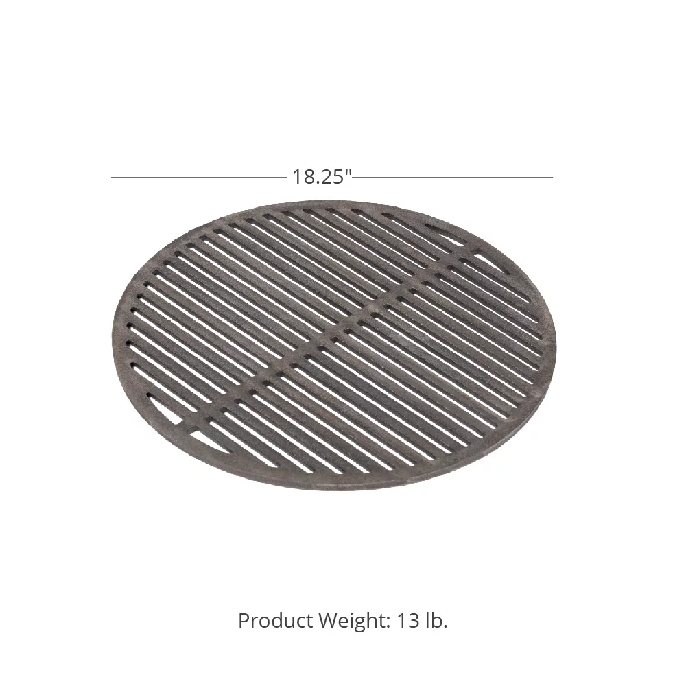Titan Great Outdoors Dual Sided 18in Cast Iron Grill Grate, Fits LGE & Kamado Joe, Wide or Narrow Sear Marks