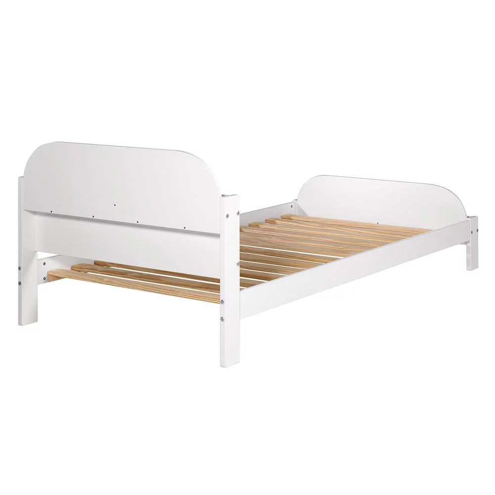 Classic Solid Wood Twin Bookcase Bed - White