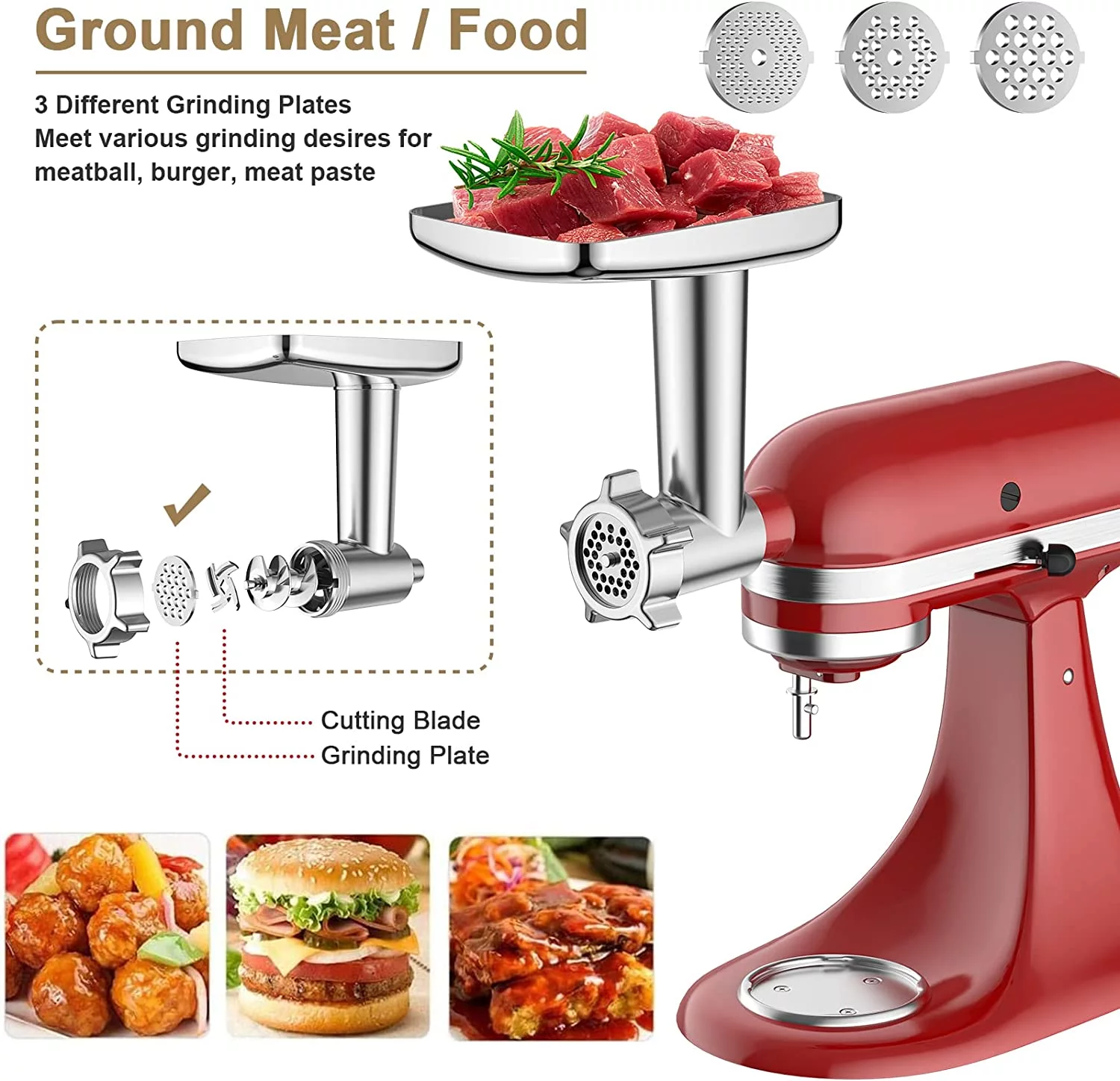 InnoMoon Meat Grinder & Slicer Shredder Attachments for KitchenAid Stand Mixers