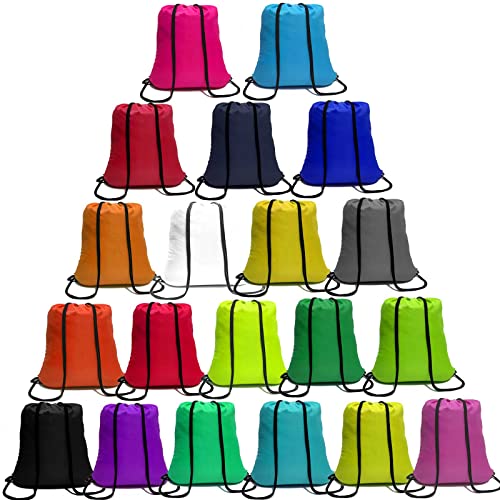 100 Pack Drawstring Backpack Black Bulk Drawstring Bags Nylon String Backpack Gym Cinch Sack Backpack Sport Bag Draw String Party Bags for Men or Women