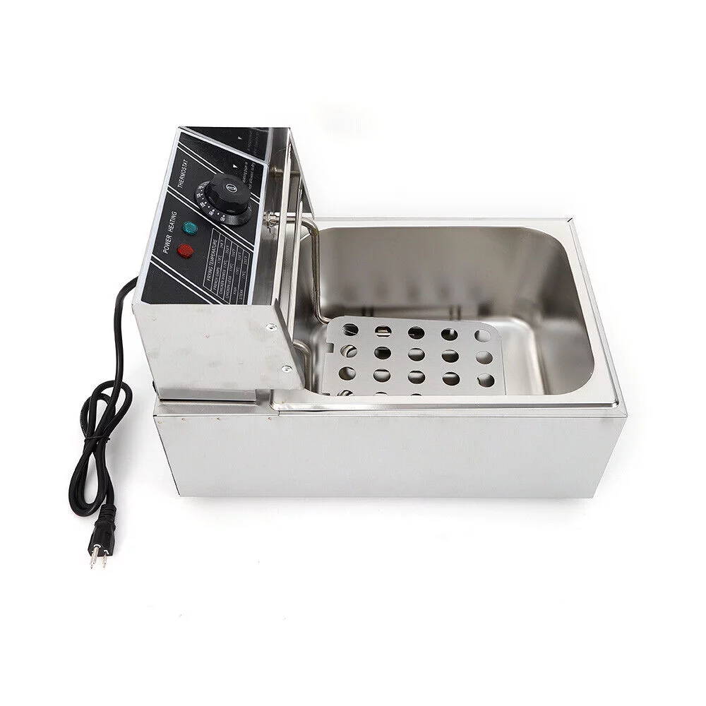 TOOL1SHOoo 1700W Electric Deep Fryer 6L Commercial Stainless Steel Restaurant Fry Basket US