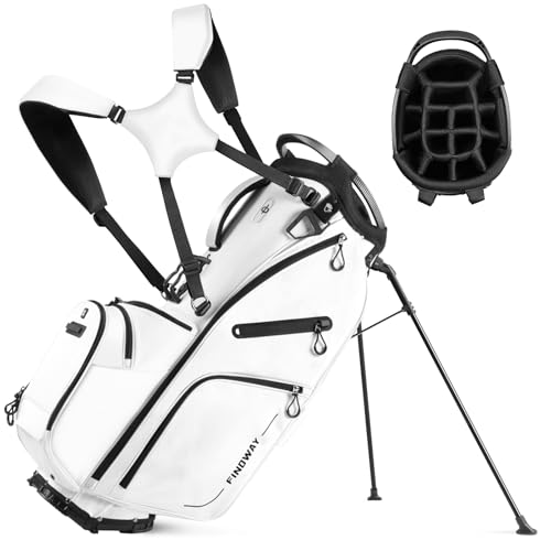 Findway 14 Way Golf Stand Bag, Lightweight Golf Bag with Stand for Men Women, Golf Club Carry Bag with Dual Strap, Full Length Dividers, Multiple Pockets, Golf Ball Holder