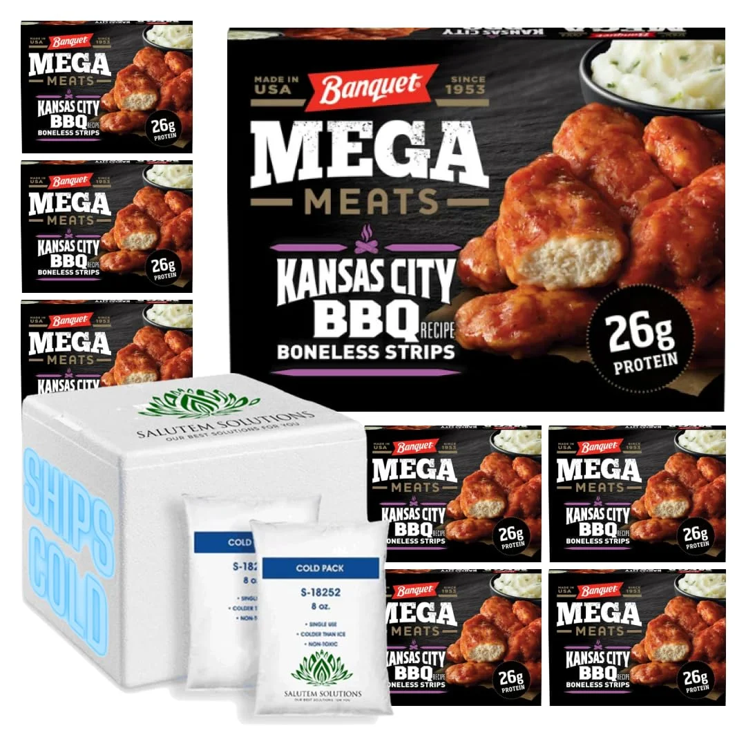 Banquet Mega Meats KC BBQ Chicken Strips with Mashed Potatoes, 13.3 oz - Pack of 8
