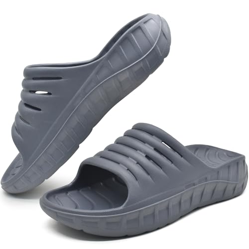 GPOS Mens Sport Recovery Sandals Plantar Fasciitis Thick Cushion Slides Sandals Lightweight Comfort Orthotic Slippers