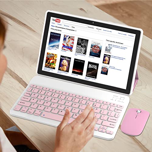 Tablet 10 Inch Android Tablet, 2 in 1 Tablets, Include Keyboard Mouse Case Stylus, 64GB ROM+8GB RAM 1TB expandable 2MP+8MP Dual cameras, 5G WIFI-6 Bluetooth 6000mAh Battery 10.1