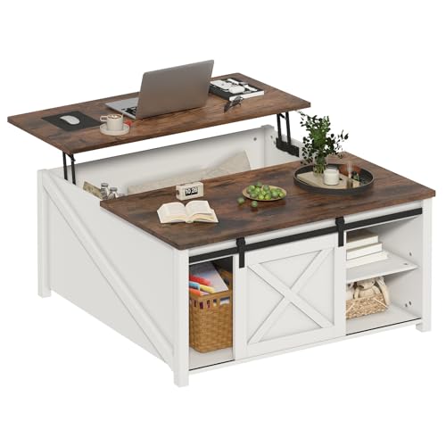 PUKAMI Lift Top Coffee Table with Storage, 31.5