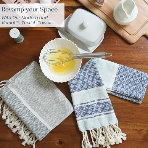 The Fine Living Co. 100% Cotton Merry Christmas Kitchen Towels, 18'x28' Set of 2 (Cherry Red & Green)