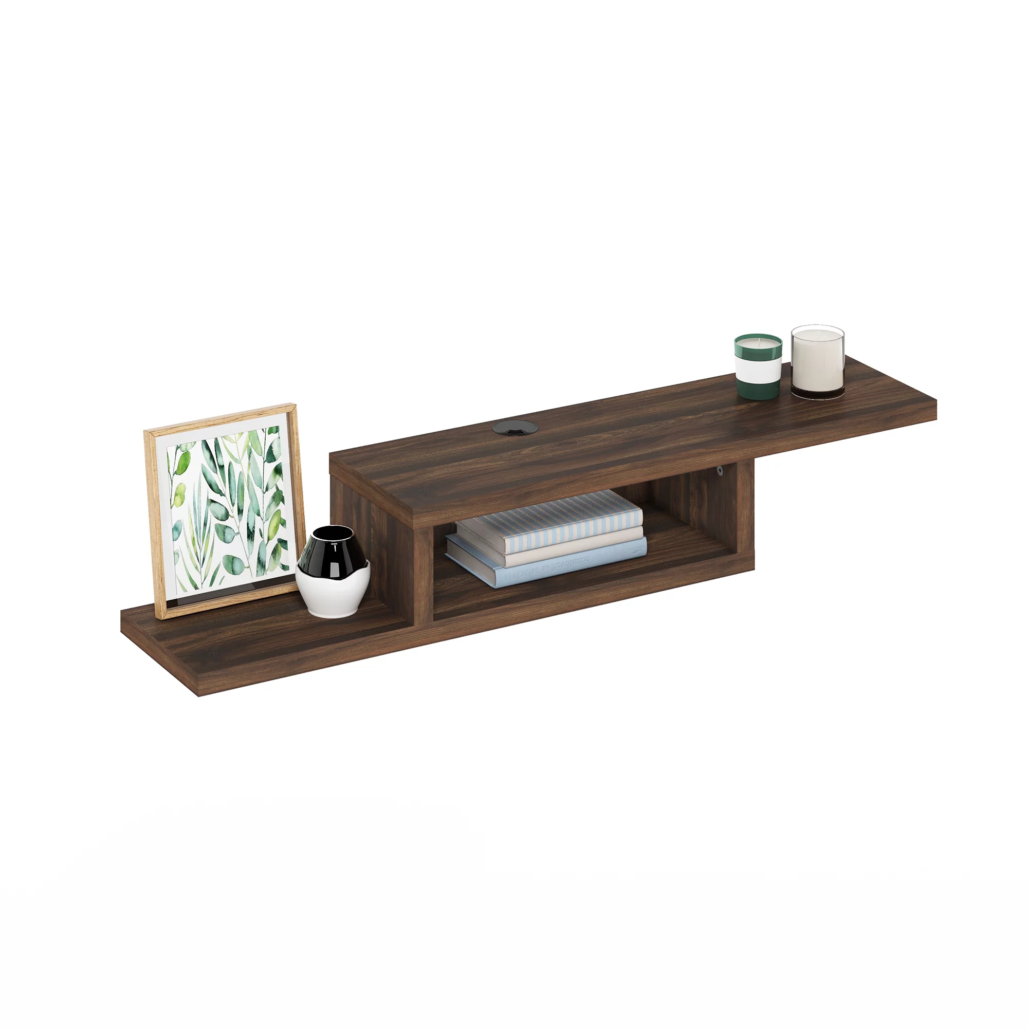 Furinno Indo Wall Mounted Floating Media Console, 47 Inch, Columbia Walnut