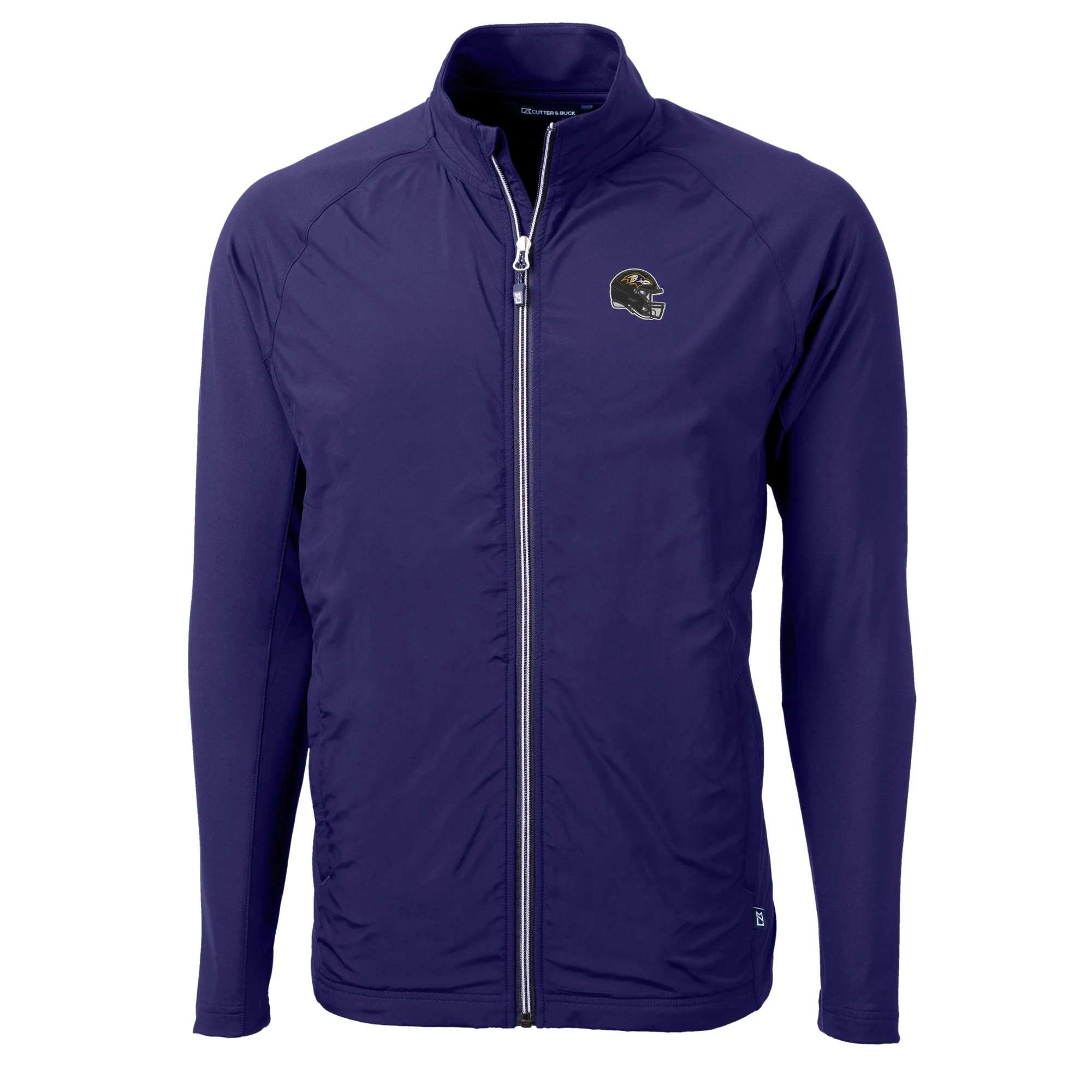 Men's Cutter & Buck  Purple Baltimore Ravens Helmet Adapt Eco Knit Hybrid Recycled Full-Zip Jacket