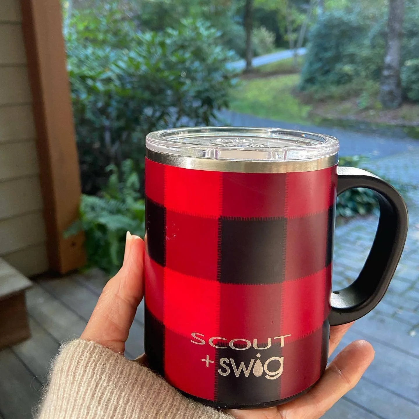 Swig Life + SCOUT Camper Mug, 12oz Travel Mug with Handle and Lid, Stainless Steel, Dishwasher Safe, Triple Insulated Coffee Mug Tumbler in Cool Cat